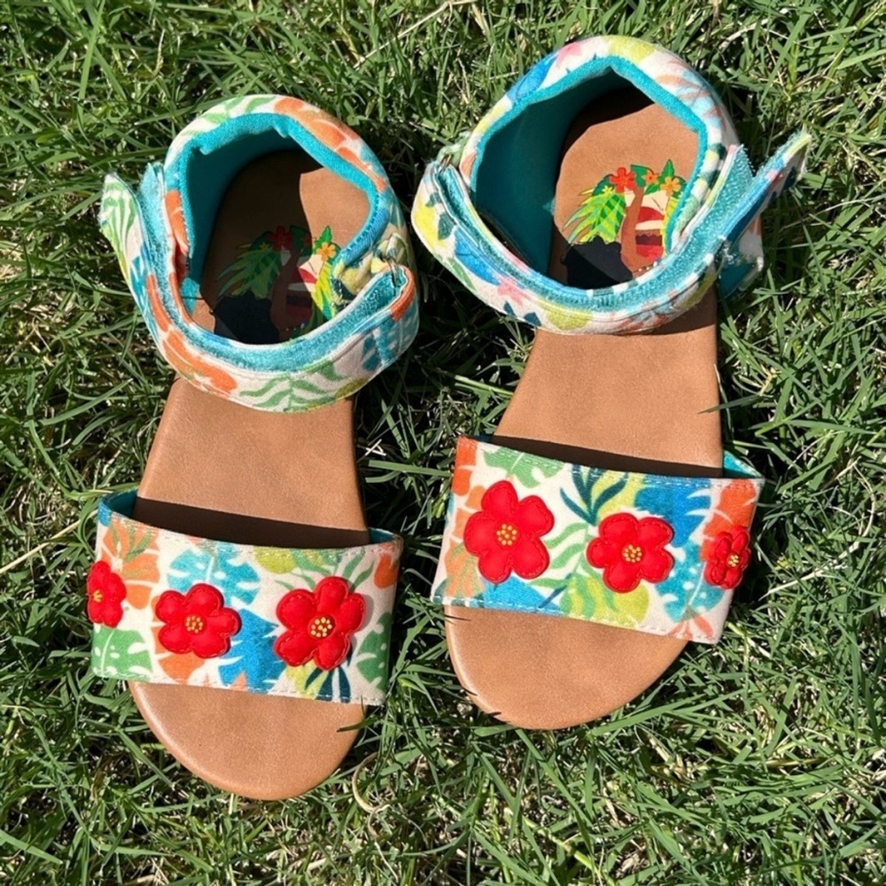 Disney Princess Moana Floral Open Toe Sandals, Size 13, Kids Shoes Tropical